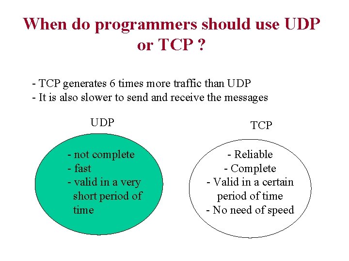 When do programmers should use UDP or TCP ? - TCP generates 6 times When do programmers should use UDP or TCP ? - TCP generates 6 times