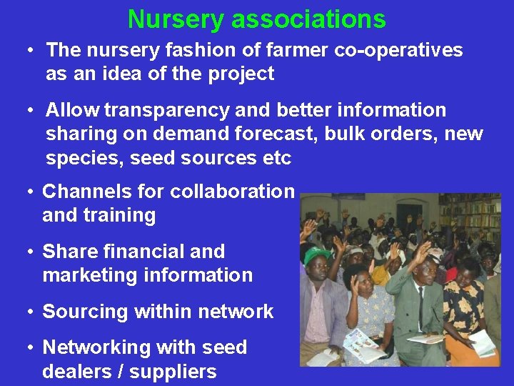 Nursery associations • The nursery fashion of farmer co-operatives as an idea of the