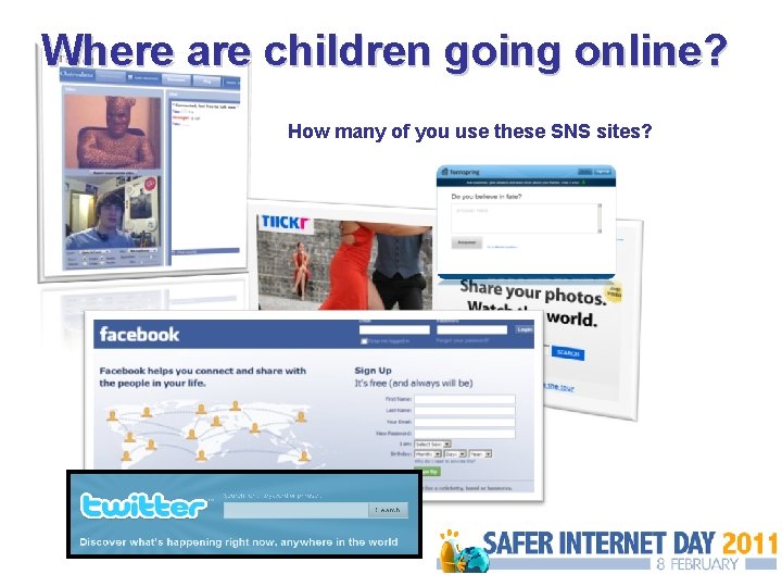 Where are children going online? How many of you use these SNS sites? 