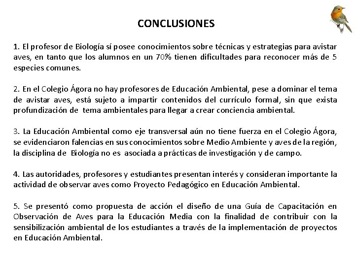 CONCLUSIONES 1. El profesor de Biología sí posee conocimientos sobre técnicas y estrategias para