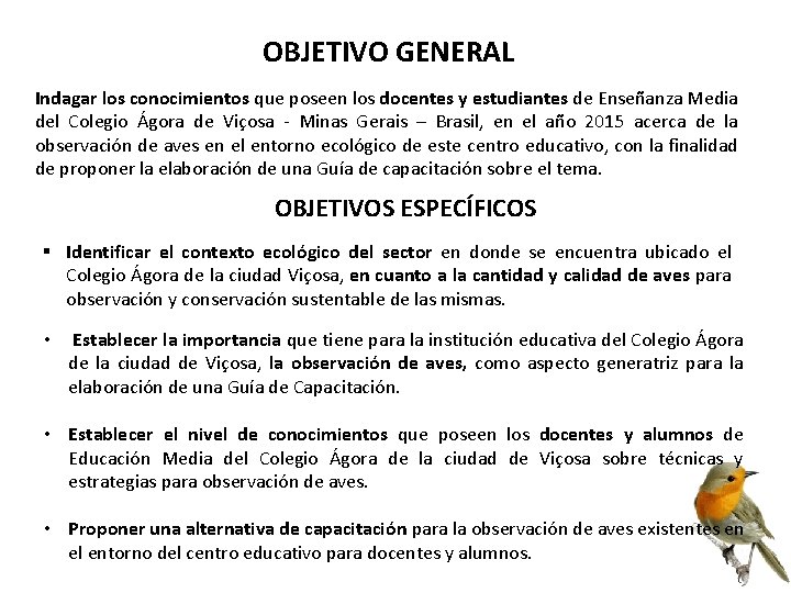 OBJETIVO GENERAL Indagar los conocimientos que poseen los docentes y estudiantes de Enseñanza Media