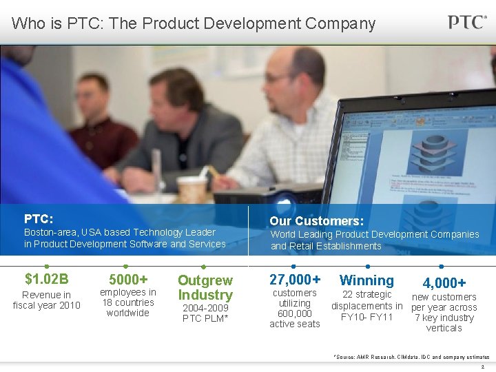 Who is PTC: The Product Development Company PTC: Boston-area, USA based Technology Leader in