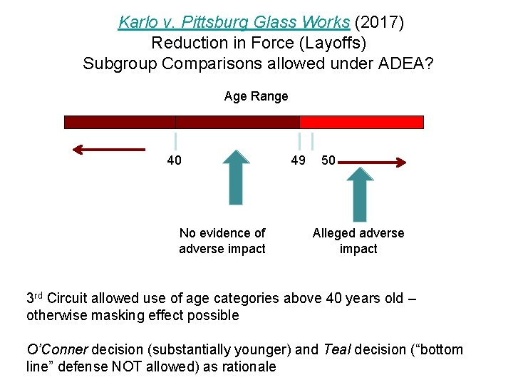 Karlo v. Pittsburg Glass Works (2017) Reduction in Force (Layoffs) Subgroup Comparisons allowed under
