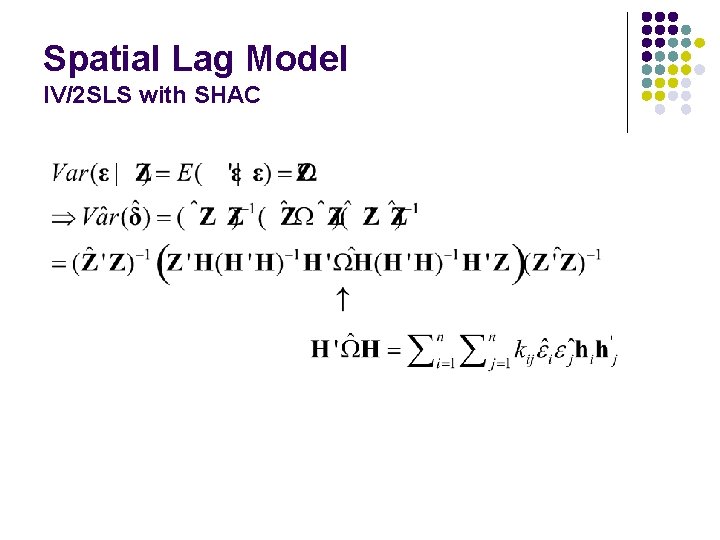 Spatial Lag Model IV/2 SLS with SHAC Spatial Lag Model IV/2 SLS with SHAC
