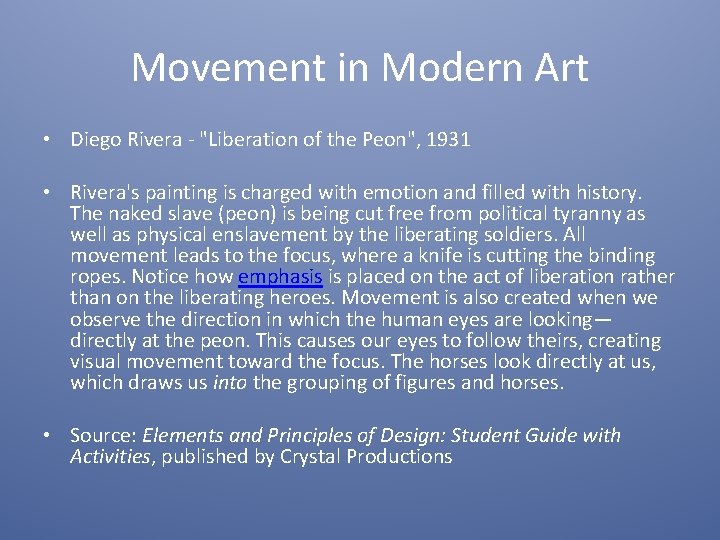 Movement in Modern Art • Diego Rivera - "Liberation of the Peon", 1931 •