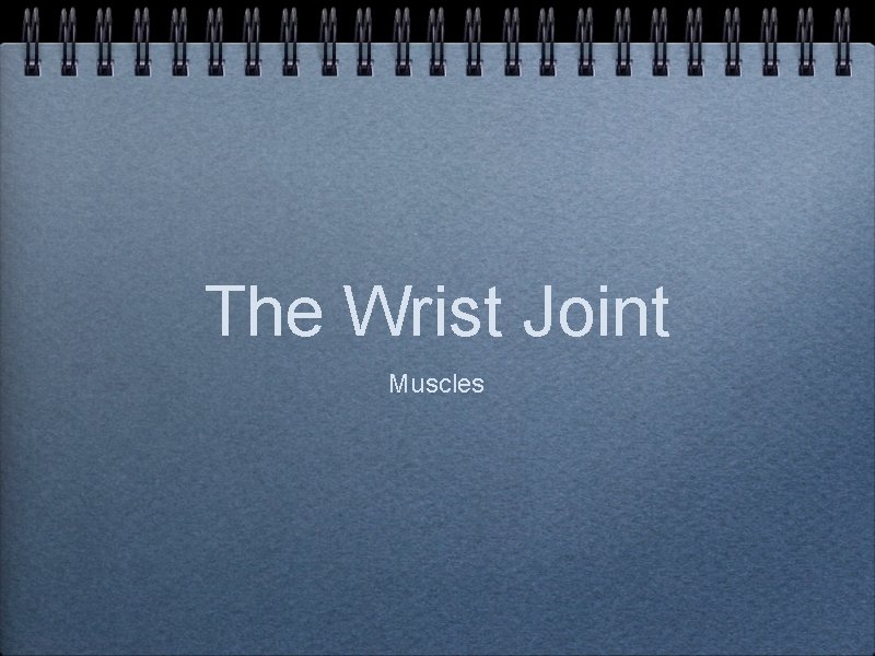 The Wrist Joint Muscles 