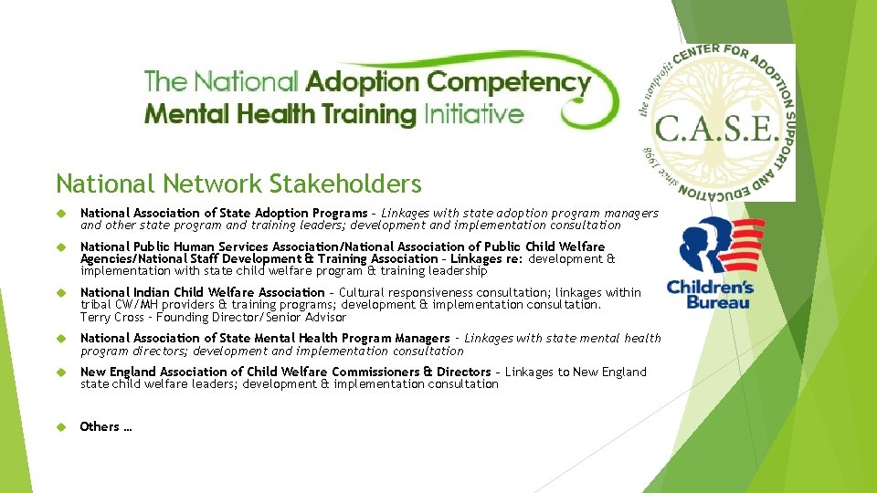 National Network Stakeholders National Association of State Adoption Programs – Linkages with state adoption