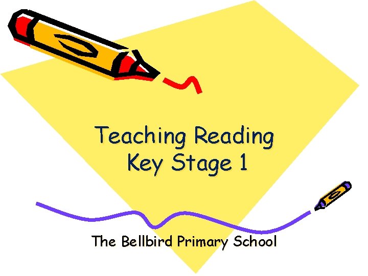 Teaching Reading Key Stage 1 The Bellbird Primary School 