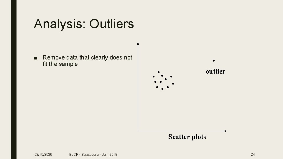 Analysis: Outliers ■ Remove data that clearly does not fit the sample • •