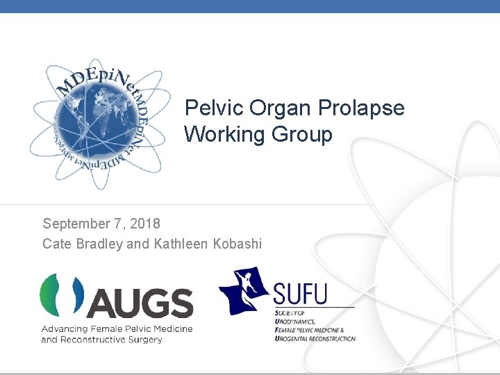 Pelvic Organ Prolapse Working Group September 7, 2018 Cate Bradley and Kathleen Kobashi 