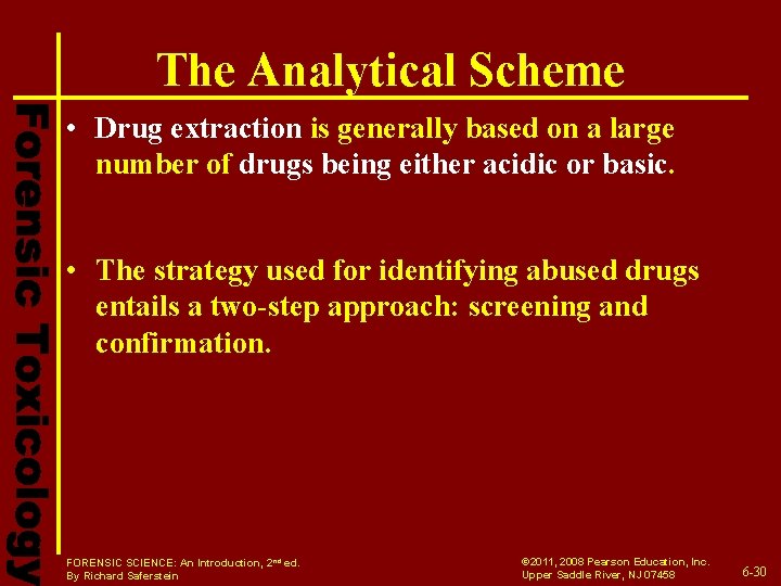 The Analytical Scheme • Drug extraction is generally based on a large number of The Analytical Scheme • Drug extraction is generally based on a large number of