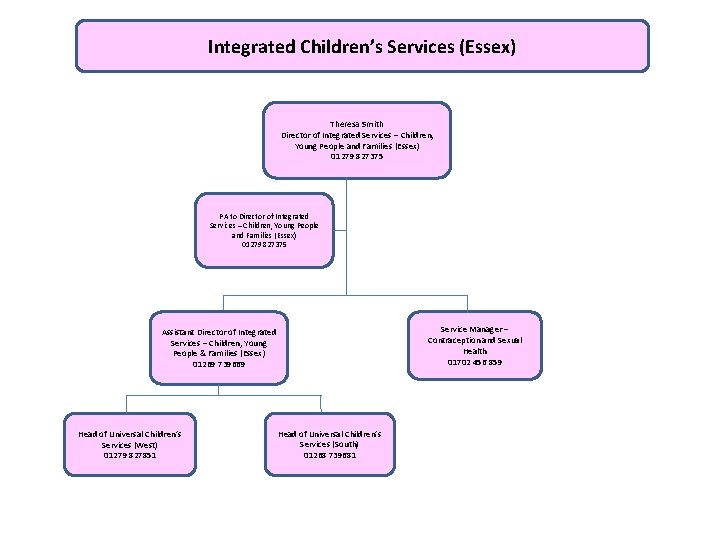 Integrated Children’s Services (Essex) Theresa Smith Director of Integrated Services – Children, Young People