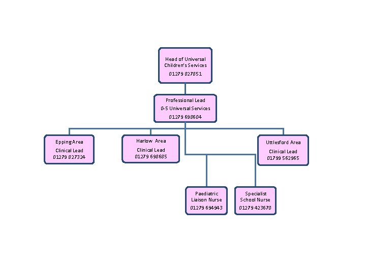 Head of Universal Children’s Services 01279 827851 Professional Lead 0 -5 Universal Services 01279