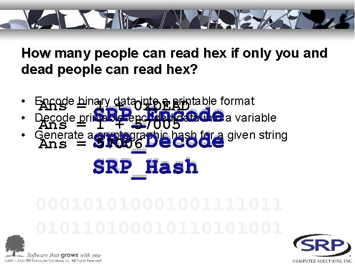 How many people can read hex if only you and dead people can read