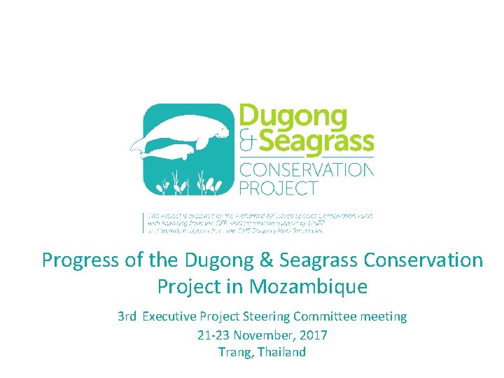 Progress of the Dugong & Seagrass Conservation Project in Mozambique 3 rd Executive Project