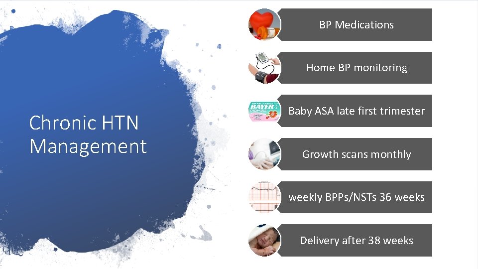 BP Medications Home BP monitoring Chronic HTN Management Baby ASA late first trimester Growth