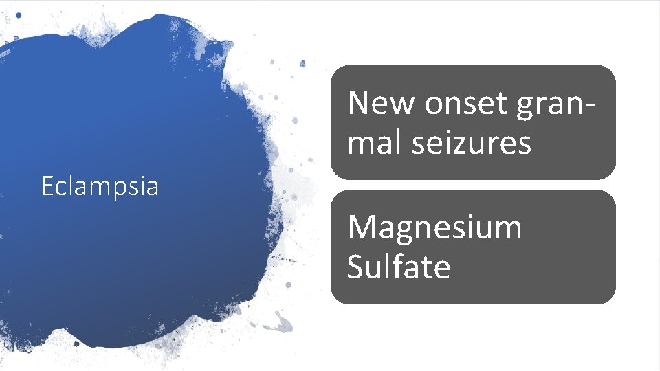 New onset granmal seizures Eclampsia Magnesium Sulfate 