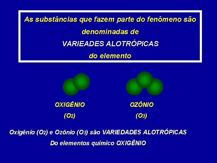 As substâncias que fazem parte do fenômeno são denominadas de VARIEADES ALOTRÓPICAS do elemento