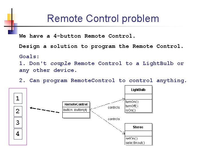 Remote Control problem We have a 4 -button Remote Control. Design a solution to