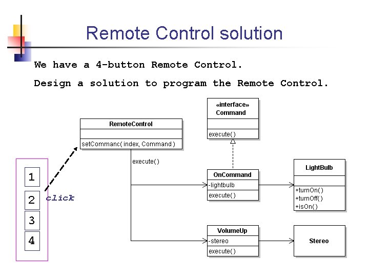 Remote Control solution We have a 4 -button Remote Control. Design a solution to