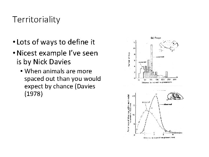 Territoriality • Lots of ways to define it • Nicest example I’ve seen is