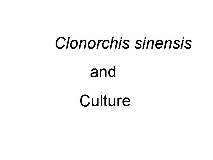 Clonorchis sinensis and Culture 