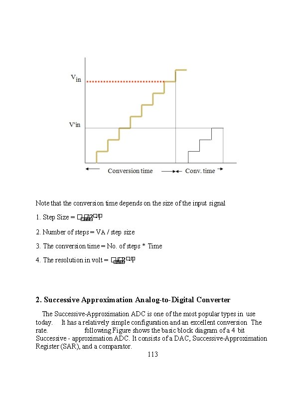 Note that the conversion time depends on the size of the input signal 1.