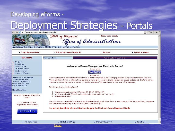  Developing e. Forms - Deployment Strategies - Portals Return 