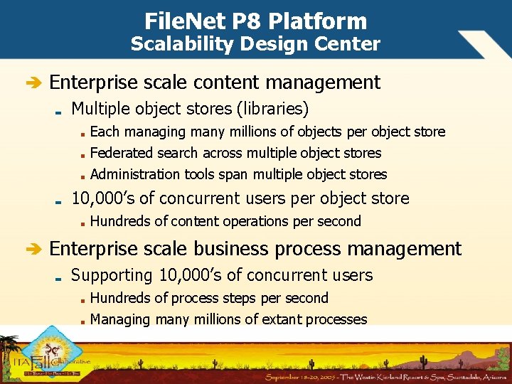 File. Net P 8 Platform Scalability Design Center Enterprise scale content management Multiple object