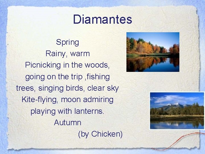 Diamantes Spring Rainy, warm Picnicking in the woods, going on the trip , fishing Diamantes Spring Rainy, warm Picnicking in the woods, going on the trip , fishing
