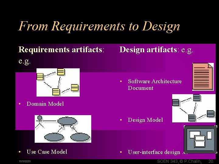 From Requirements to Design Requirements artifacts: e. g. Design artifacts: e. g. • Software From Requirements to Design Requirements artifacts: e. g. Design artifacts: e. g. • Software