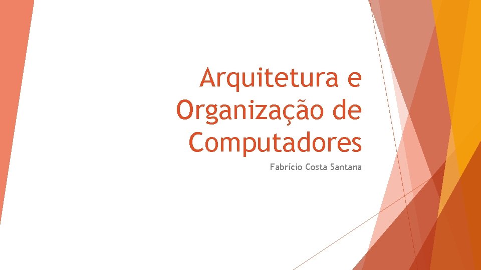 Arquitetura e Organização de Computadores Fabrício Costa Santana 