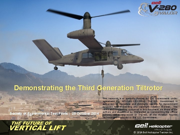 1 Demonstrating the Third Generation Tiltrotor Society of Experimental Test Pilots | 25 October