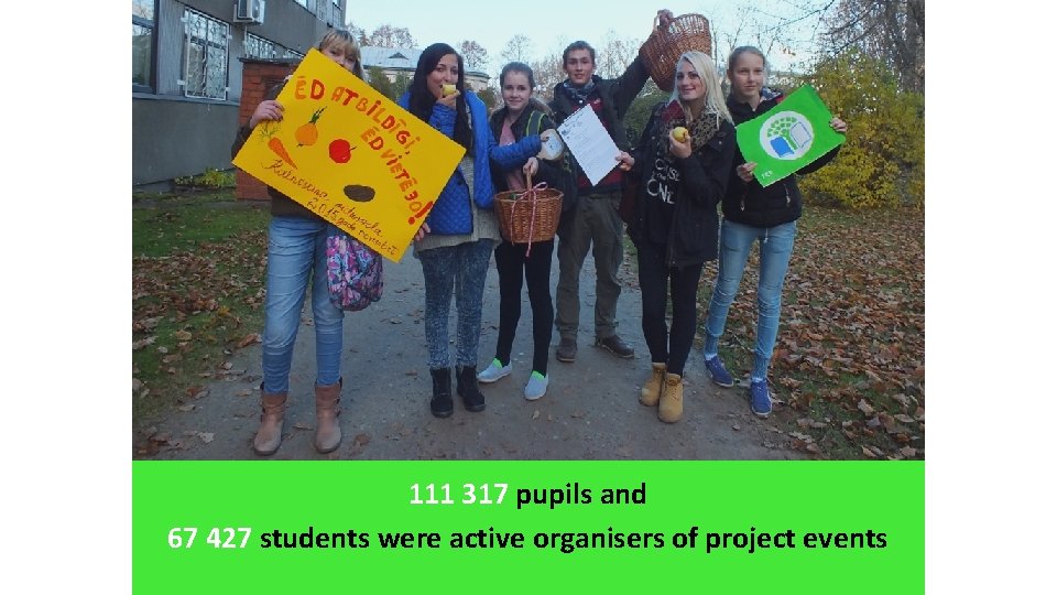 111 317 pupils and 67 427 students were active organisers of project events 
