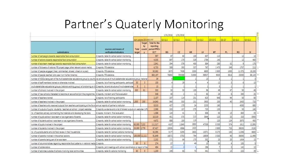 Partner’s Quaterly Monitoring 