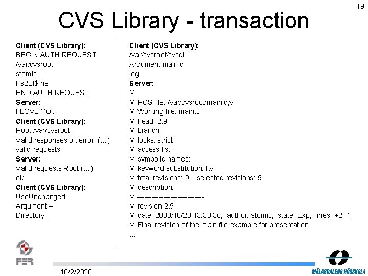 CVS Library - transaction Client (CVS Library): BEGIN AUTH REQUEST /var/cvsroot stomic Fs 2