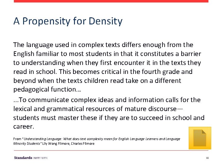 A Propensity for Density The language used in complex texts differs enough from the