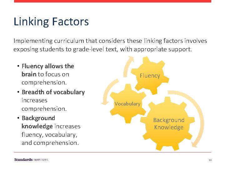 Linking Factors Implementing curriculum that considers these linking factors involves exposing students to grade-level