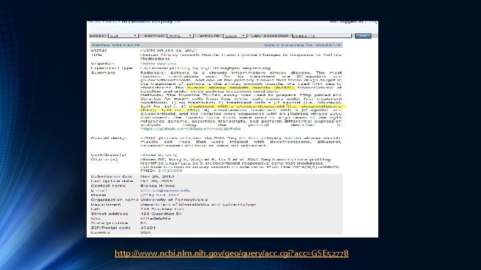 http: //www. ncbi. nlm. nih. gov/geo/query/acc. cgi? acc=GSE 52778 
