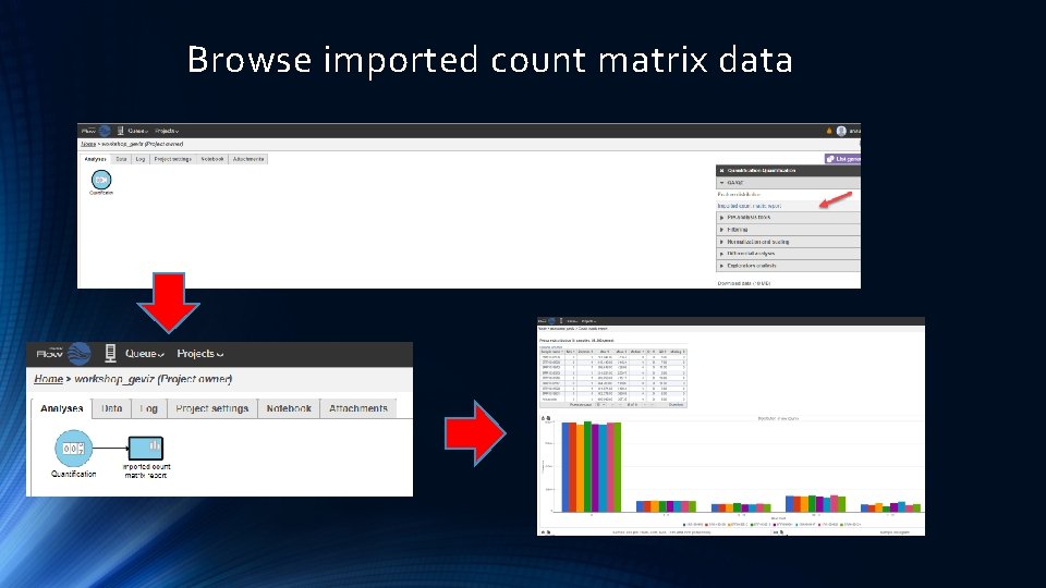 Browse imported count matrix data 