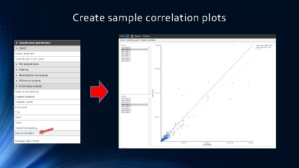 Create sample correlation plots 