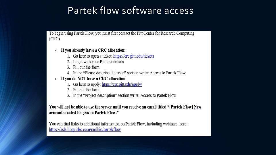Partek flow software access 