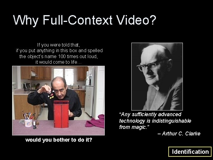 Why Full-Context Video? If you were told that, if you put anything in this