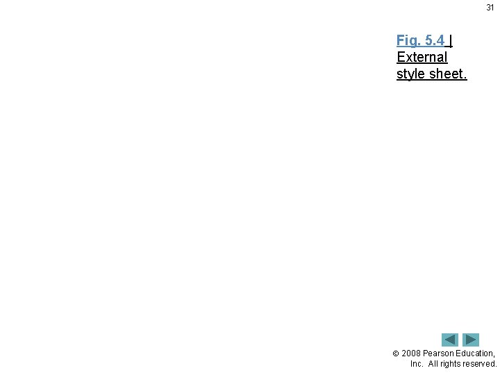 31 Fig. 5. 4 | External style sheet. 2008 Pearson Education, Inc. All rights