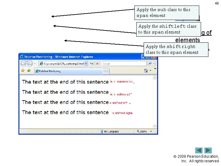 44 Apply the sub class to this span element Fig. 5. 7 | Relative