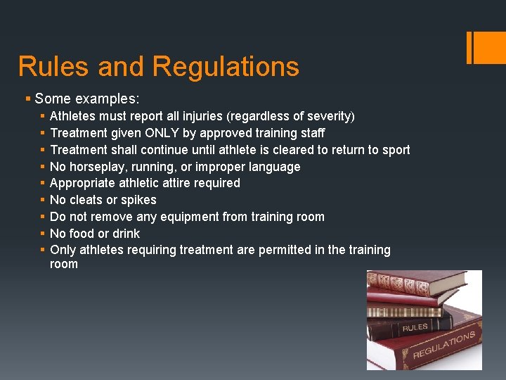 Rules and Regulations § Some examples: § § § § § Athletes must report Rules and Regulations § Some examples: § § § § § Athletes must report