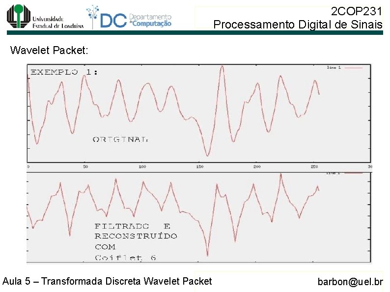 2 COP 231 Processamento Digital de Sinais Wavelet Packet: Aula 5 – Transformada Discreta