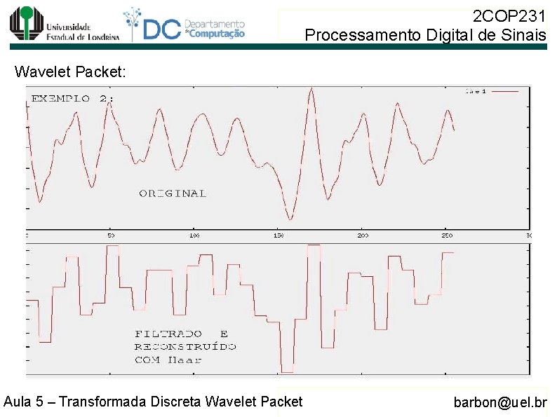 2 COP 231 Processamento Digital de Sinais Wavelet Packet: Aula 5 – Transformada Discreta