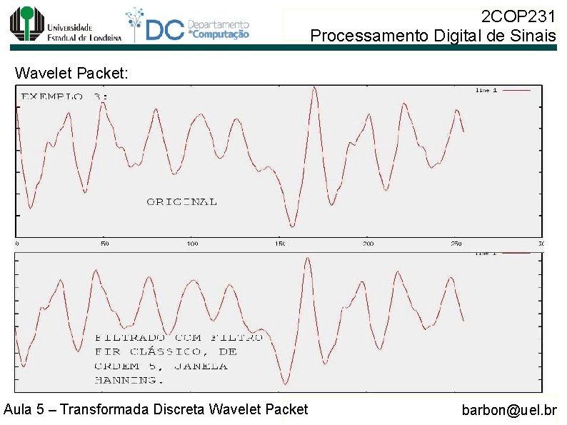 2 COP 231 Processamento Digital de Sinais Wavelet Packet: Aula 5 – Transformada Discreta