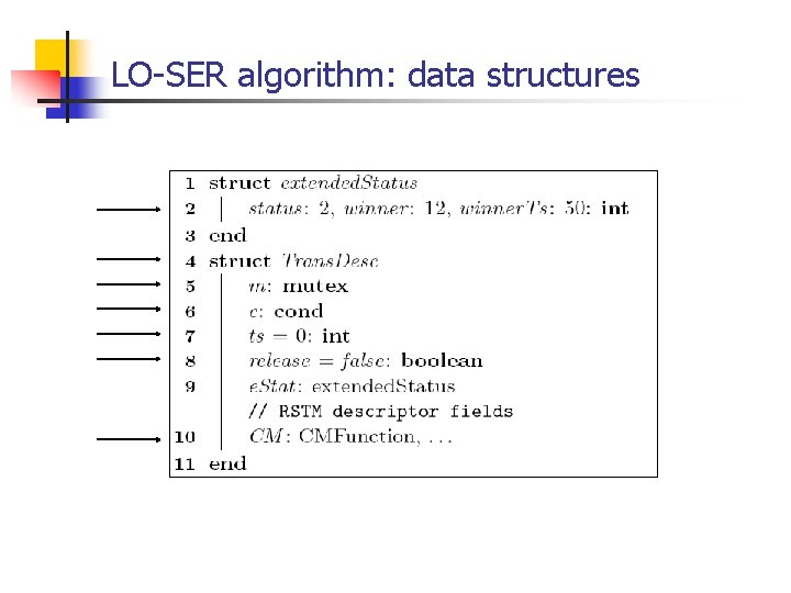 LO-SER algorithm: data structures 